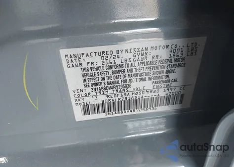 2024 Nissan Sentra Sr Xtronic Cvt z USA, uszkodzony, nr VIN 3N1AB8DV4RY295936